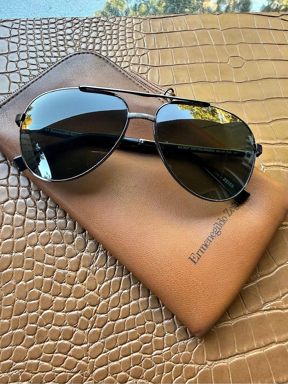 Ermenegildo Zegna EZ 0027 Black aviator sunglasses